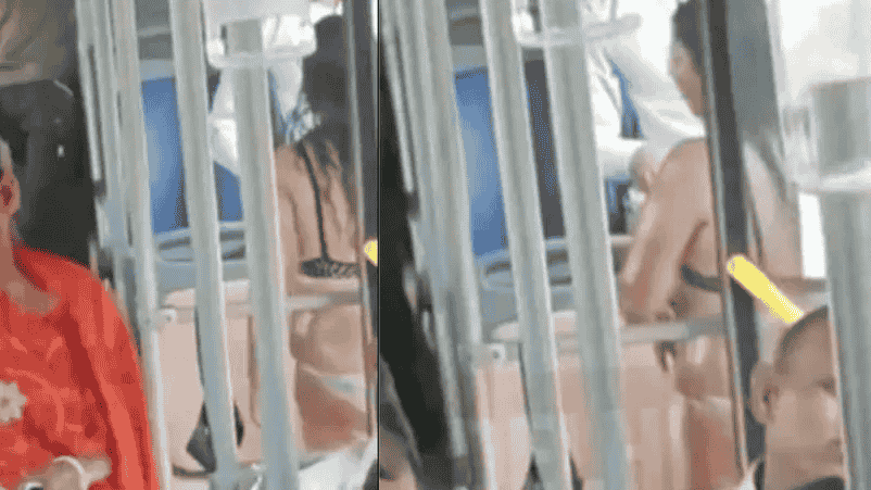 Woman Riding Crowded Delhi Bus in Bra & Panty